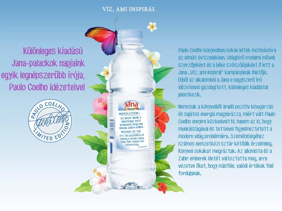 Coelho-idézetekkel jön a Jana ásványvíz kampánya